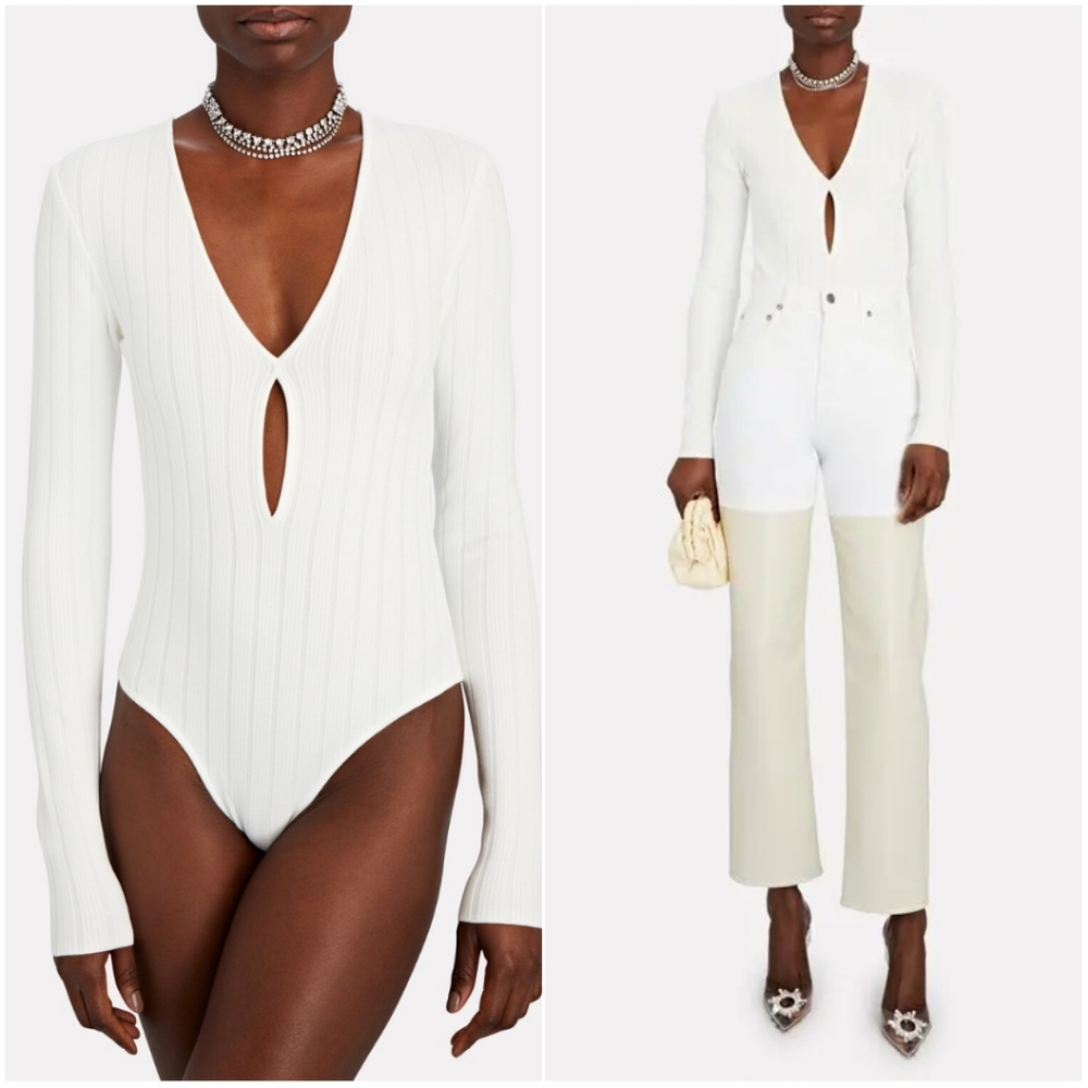 ZEYNEP ARCAY V-Neck Rib Knit Bodysuit